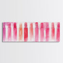 Pink Abstract Art Framed Canvas Print Featuring Lip Gloss Collection, Feminine Living Room Artwork, Boho Dorm Decor Gift Idea