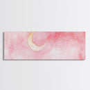 Crescent Moon Canvas Print Light Pink Wall Art Whimsical Night Sky Decor Bedroom Artwork Minimalist Boho Dreamy Gift Idea