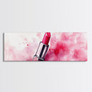 Pink Lipstick Art Canvas Print, Modern Makeup Wall Art, Feminine Decor, Light Pink Abstract Art, Whimsical Beauty Art