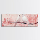White Dove Painting on Cherry Branch, Canvas Print, Cherry Blossom Art, Bedroom Aesthetic, Whimsical Decor, Spring Wall Art Style