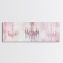 Elegant Chandelier Art Framed Canvas Print Light Pink Wall Art Minimalist Décor Horizontal Art Bedroom Living Room Gift Idea