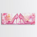 Feminine High Heel Art Framed Canvas Print Pink Wall Art Fashion Inspired Décor Bedroom Living Room Artwork Light Pastel Art Gift
