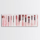 Framed Canvas Print of Makeup Brushes and Combs in Pink Ideal Gift Idea with Whimsical Art for Vanity or Beauty Room Wall Decor