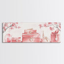 Cherry Blossom Canvas Print, Botanical Framed Canvas Art, Light Pink Wall Art, Bedroom or Guest Room Art, Feminine Nature-Inspired Decor