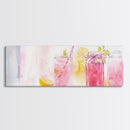 Lemonade Jar Canvas Print, Food Review Kitchen Art, Rustic Farmhouse Decor, Whimsical Light Pink Wall Art, Kitchen or Dining Room Gift