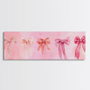 Ribbon Bow Canvas Print Light Pink Art Feminine Horizontal Wall Art Whimsical Artwork Living Room Wabi Sabi Decor Framed Print