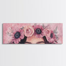 Floral Crown Canvas Print Pink Rose Painting Goddess Art Print Feminine Wall Art Botanical Artwork Whimsical Framed Bedroom Art