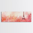 Eiffel Tower Blush Sky Canvas Print, Paris Landscape Art, Light Pink Wall Art, Romantic Artwork, Gift Idea For Her, Extra Wide Art
