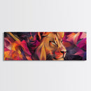 Majestic Lion Glow Framed Canvas Print, Vibrant Wall Art, Rustic Painting, Bedroom Decor, Gift Idea, Above Couch Art, Living Room Art