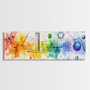 Vibrant Canvas Print of Colorful Science Art with Abstract Chemistry Diagrams, Therapy Art, Brain Art, Guest Room Art, Extra Wide Art
