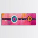 Pink Geometric Abstract Canvas Print Modern Wall Art Whimsical Boho Design Minimalist Art Long Narrow Extra Wide Statement Piece