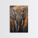 Indian Elephant Art Framed Canvas Print – Kerala Mural Painting, Sacred Geometry Decor, Ganesh Wall Art, Rustic Boho Living Room Art
