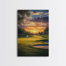 Golf Sunset Canvas Print, Scenic Landscape Painting, Farmhouse Living Room Art, Horizontal Rustic Decor, Gift Idea for Him
