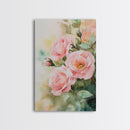 Soft and romantic watercolor roses, framed canvas print, rose painting, botanical prints, perfect floral wall art for bedroom or living room