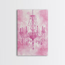 Pink Crystal Chandelier Canvas Print | Romantic Light Decor | Rustic Wall Art | Elegant Bedroom Art | Above Bed Wall Art | Farmhouse Decor