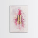 Radiant Pink Lipstick Canvas Print | Feminine Wall Art | Makeup Lover Decor | Modern Minimalist Art | Bathroom Accent | Gift Idea Her