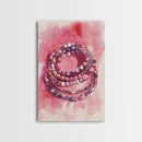 Vibrant gemstone bracelet painting with framed canvas print, gemstone painting, pink abstract art, moody art, living room decor