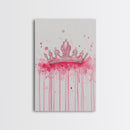 Pink Crown Canvas Print Framed Royal Aesthetic Art Whimsical Wall Art Light Pink Accent Bedroom or Living Room Rustic Decor Gift
