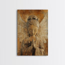 Serene Angel Sculpture Framed Canvas Print Angels Wall Art Rustic Wall Art Therapy Art Sacred Peaceful  Art Living Room Décor