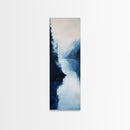 Misty Lake, pine tree art, moody art, mountain painting, wabi sabi art, blue and green wall art, Framed Canvas Print, rustic wall art