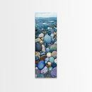 Pebble Beach, mosaic wall art, coastal decor, nautical painting, blue and green wall art, extra wide art, Canvas Print, above sofa art