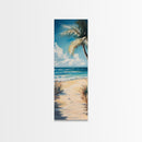 Tropical Beach, coastal painting, nautical decor, palm tree painting, Hawaii art, coastal cowgirl wall art, Framed Canvas Print