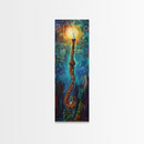 Cosmic Palm Tree, palm tree painting, pink orange wall art, tropical art, framed canvas print, psychedelic art, beach house decor