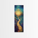 Golden Pathway, landscape painting, sunset painting, nature wall art, panoramic painting, scenic artwork, fall painting, Canvas Print