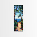 Coastal Path, Pine Tree Art, Nautical Wall Art, Coastal Decor, Living Room Art, Gift Idea for Her, Framed Canvas Print