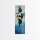 Island Reflection, pine tree art, lake Tahoe art, framed canvas print, nature painting, rustic art, above bed wall art