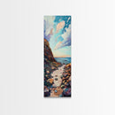 Rocky Coastline, Ocean Waves, Beach Path, Framed Canvas Print, coastal landscape art, farmhouse art, rustic décor