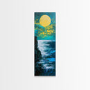 Moon oil painting, seascape painting, nighttime art, mystical wall art, ocean painting, moody art, framed canvas print