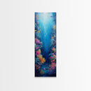 Deep Sea Coral, dolphin painting, ocean wall art, marine life art, framed canvas print, nautical decor, blue and green wall art