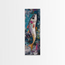 Fish Art, koi fish painting, fly fishing art, trout art, coastal decor, blue and green wall art, Canvas Print, living room art
