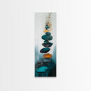 Zen Stones, minimalist art, zen wall art, wabi sabi art, sage green wall art, extra wide art, tall narrow art, Canvas Print, boho art