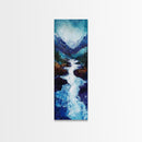 River in Mountains, moody landscape painting, smoky mountain art, rustic wall art, wabi sabi art, framed canvas print