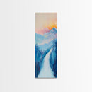 Sunset Over Mountains, pink orange wall art, mountain painting,  framed canvas print, extra wide art