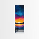 Sunset Over Water, Lake Tahoe Art, Bold Colors, Framed Canvas Print, Tall Narrow Art, Boho Art, Above Bed Wall Art, Panoramic Art