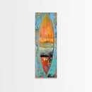 Surfboard Painting, Ocean Art, Canvas Print, Coastal Cowgirl Wall Art, Beach House Art, Tropical Art, Long Narrow Art