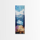 Mountain River, landscape painting, lake Tahoe art, pine tree art, rustic wall art, framed canvas print, extra wide art