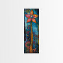 Vibrant Flower, botanical prints, pink orange wall art, boho art, whimsical art, tall narrow art, framed canvas print