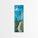 Fading Road, abstract landscape, moody art, blue and green wall art, coastal decor, rustic wall art, framed canvas print