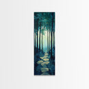 Forest Path, pine tree art, wabi sabi wall art, rustic decor, landscape painting, tall narrow art, green wall art, canvas print