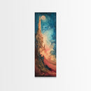 Fantasy Moon, Ozymandias art, dark romance painting, moon oil painting, moody art, framed canvas print, tall skinny art