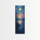 Moonlit Lake, moon oil painting, framed canvas print, landscape painting, lake Tahoe art, moody art, tall narrow art, rustic wall art