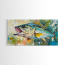 Fish Painting, Coastal Wall Art, Nautical Decor, Wildlife Painting, Fly Fishing Art, Extra Wide Art, Framed Canvas Print, Above Couch Art
