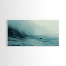 Foggy Beach, coastal decor, nautical painting, moody art, extra wide art, horizontal wall art, Canvas Print, bedroom art