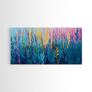 Abstract Seaweed, Framed Canvas Print, ocean art, botanical prints, teal wall art, pink abstract art, extra wide art, coastal decor