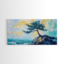 Windswept Pine Tree, Coastal Painting, Landscape Painting, Framed Canvas Print, Bedroom Art, Above Couch Art, Minimalist Art