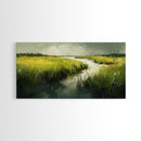 Marshland Landscape Art, nature painting, green wall art, botanical prints, landscape painting, framed canvas print, rustic decor